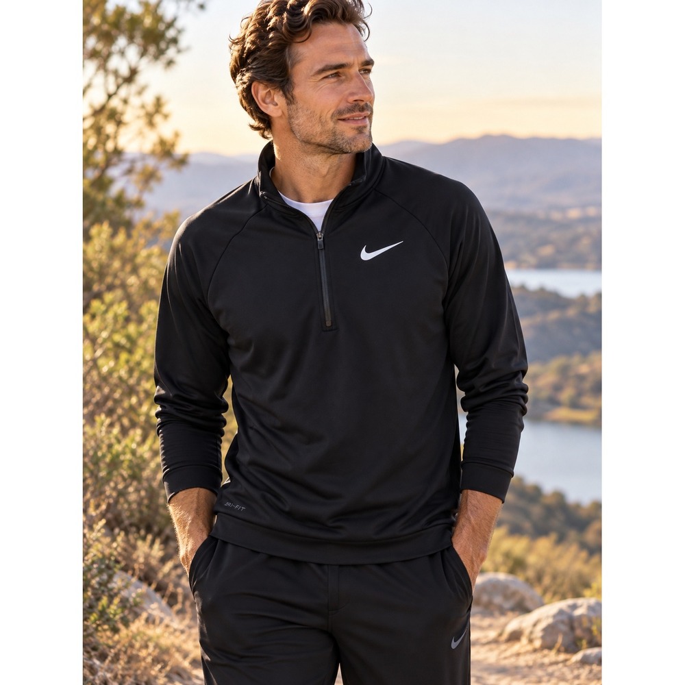 Nike Dri-FIT Mens Black Quarter Zip Pullover Training Top 860477-010 Size M